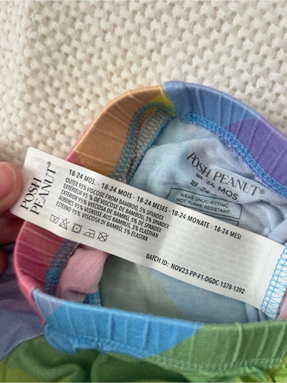 Posh Peanut Rainbow Bamboo Pajamas 18-24M One Piece Romper - Picture 6 of 6